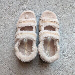 NWT Stuart Weitzman Zoe Square Toe Lift Chill Sandals (color: muslin; size: 6)